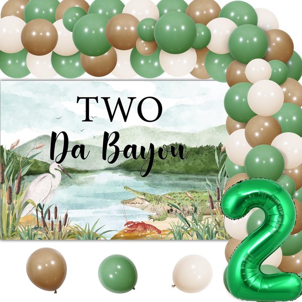 Wonmelody Lobster Birthday Decor Crocodile Birthday Party Decor Two Da Bayou Backdrop 2nd Birthday Party DecorAnimal 2nd Birthday Party Balloon Garland Kit Supplies for Boy Gir