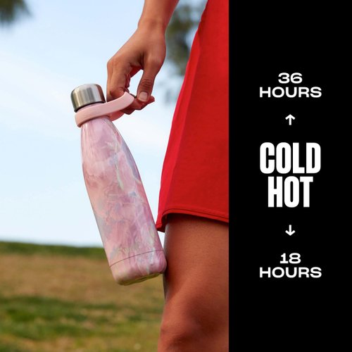 S'well Stainless Steel Water Bottle, 17oz, Geode Rose, Triple Layered Vacuum Insulated Containers Keeps Drinks Cold for 36 Hours and Hot for 18, BPA Free, Perfect for On the Go