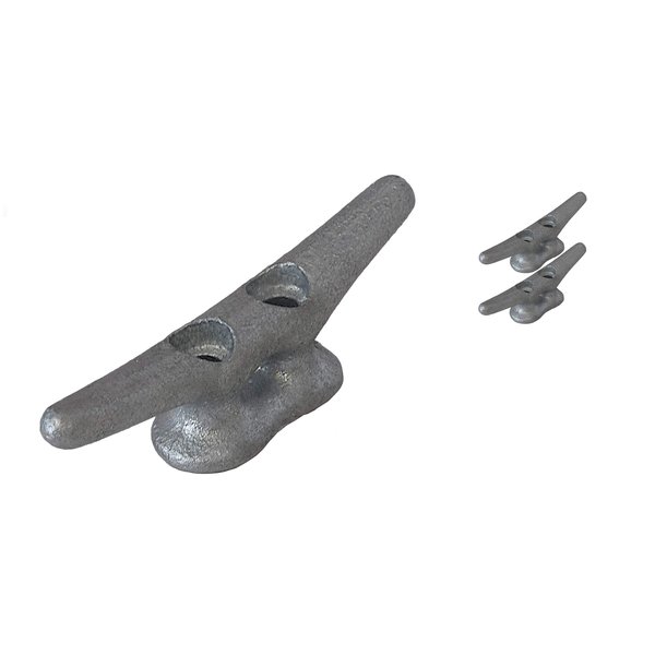 QPuro 4 Inch Dock Cleat - Hot Dipped Galvanized Cast Iron Boat Cleats - Ideal for Marine, Nautical Decor (2-Pack)