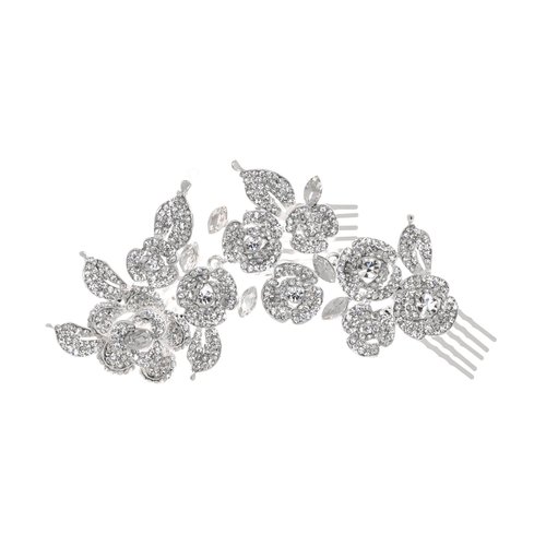 SAMKY Bridal Floral Rhinestones Crystal Prom Wedding Hair Comb Tiara T1080