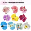 10 Pieces Orchid Flower Hair Clips Boho Butterfly Orchid Hair Barrettes, Hawaiian Bohemian Phalaenopsis Flower Hairpins Hair Accessories for Women Girls Seaside Holiday, Bridal Wedding