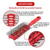 VESS Styling Ceramic Hair Brush 9-row Round Type, for Bow and Styling Made in Japan (No.80 Red)