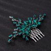 Teyglen Bridal Crystal Hair Comb Full Green Rhinestone Wedding Hair Comb Simple Green Crystal Hair Piece Bridal Hair Accessories Sparkly Headpiece for Women Bride Girls