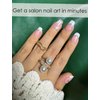 Semi Cured Gel Nail Strips | French Pink Flower 20pcs Semi Cured Gel Nails Sticker | Gel Nail Wraps UV for Home Nails DIY