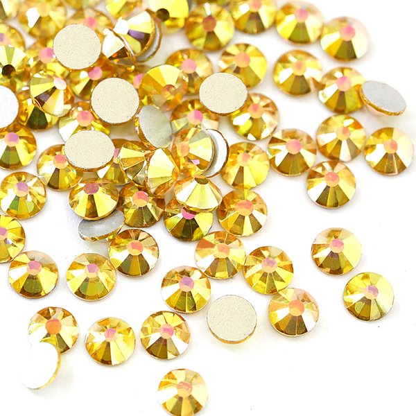 Towenm 720Pieces Crystal Flatback Rhinestones, SS20 4.8mm Glue Fix Glass Flatback Crystals, Non Hotfix Flatback Crystal Rhinestone for Nail Art Face Craft, Round Loose Gemstones, Metal Sunlight/Gold