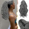BARSDAR Claw Clip Ponytail Extension - 14 In Short Wavy Ponytail Hair Extensions for Women - Gray Ponytail Thick Soft Synthetic Clip in Pony Tails Hairpieces Daily Halloween - Black & Gray Mixed