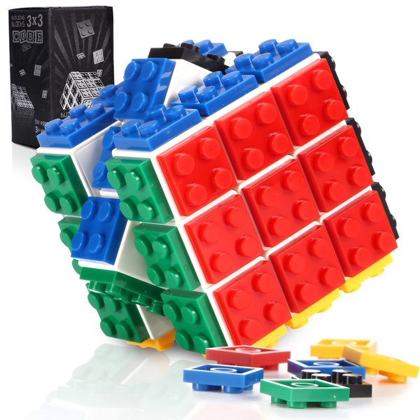 SMALL FISH Build Magic Cube 3x3, Brain Teaser Speed Cube Toys for Kids Adults, Handheld 3D Puzzle Cube for Boys Girls Birthday Gifts Classroom Prize, Easter Gifts Basket Stuffers Easter Egg Fillers