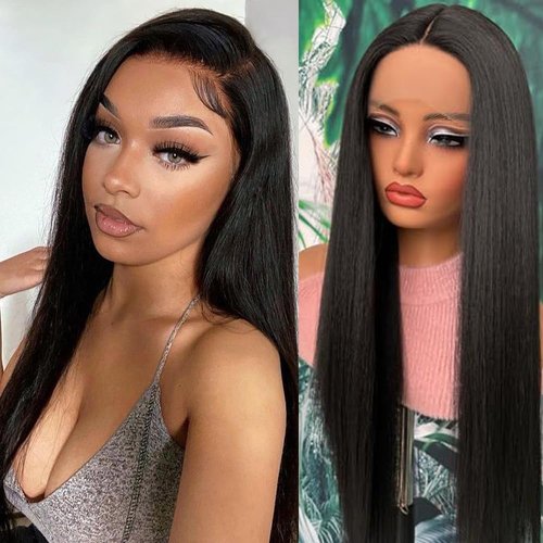 Aubree Black Lace Front Wigs Glueless Pre-plucked Natural Hairline Synthetic Lace Front Wigs Long Straight Frontal Lace Wigs for Fashion Women