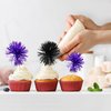 Gyufise 30Pcs Foil Firework Cupcake Toppers Sparkle Tinsel Cake Toppers Tinsel Drink Cake Decoration Cocktail Picks for Birthday Wedding Graduation Party Supplies Black Purple