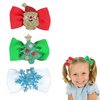 3pcs Christmas Bow Hair Clips for Girls, Red Green White Bow Hair Clips Sparkly Santa Clause Snowflake Xmas Tree Hair Barrettes, Christmas Hair Accessories Party Favors Gifts for Baby Girls Toddlers