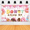 Mocsicka Donut Grow Up Backdrop Banner for Girls Donut Grow Up Party Decorations Donut Birthday Party Supplies Grow Up Photography Background (Pink, 70.8x43.3 Inch)