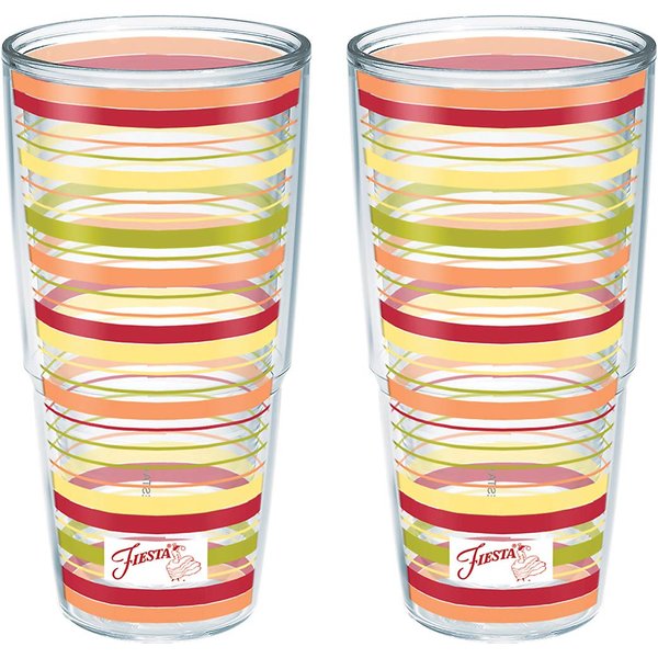Tervis Made in USA Double Walled Fiesta Insulated Tumbler Cup Keeps Drinks Cold & Hot, 24oz - 2pk, Sunny Stripes