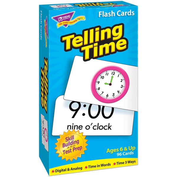 Trend Enterprises: Telling Time Skill Drill Flash Cards, Exciting Way for Everyone to Learn, Time in Words, Numerals & Analog, Great for Skill Building and Test Prep, 96 Cards Included, Ages 6 and Up