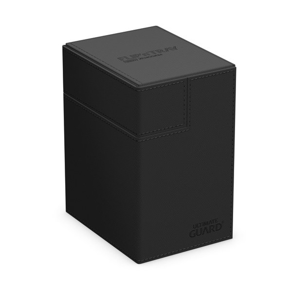 Ultimate Guard Flip 'n' Tray 133+, Deck Case for 133 Double-Sleeved TCG Cards + Dice Tray, Black, Independent Magnetic Closure & Microfiber Inner Lining