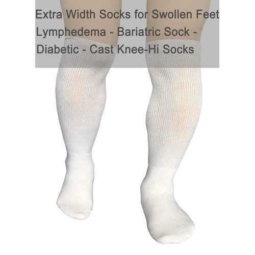 MOLAX Extra Wide Diabetic Socks Bariatric Non Binding Knee High Sock for Edema Cast Men Women 2 Pairs