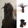 2PCS Messy Bun Hair Piece Claw Clip in Hair Bun Hair Piece Claw Clip in Straight Hair Half Bun Ponytail Extension Chicken Feather Shuttlecock Head Fountain High Ponytail for Women Girls (Dark Brown)