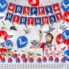 Fighter Jet Party Supplies, Top Air Force Gun Birthday Decorations, Aircraft Party Decorations Include Military Jet theme Banner Hanging Swirl Balloons Cake & Cupcake Toppers