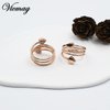Vicmag Copper Magnetic Ring for Women Ring Ladies Fingers Thumb 99.9% Solid Pure Copper Gift 2PCS Adjustable (Rose Gold Heart)