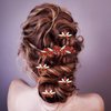 Sparkly Wedding Hair Combs,6 Pcs Crystal Flwoer Hair Clips Bride Bridesmaid Hair Sides Comb Rhinestone Barrettes, Crystal Flower Hair Pins Hair Accessories for Women Girls (Red)