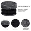 3 Pcs Boys Girls Winter Beanie Hat Scarf Gloves Set Thick Knitted Warm Toddler Winter Hat Mittens Neck Warmer for Kids, Black