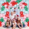 Ouddy Life Christmas Balloon Arch Garland Kit 156 pcs Christmas Pastel Pink Red Green Foil Balloons Xmas Tree Garland for Christmas Theme New Year Birthday Holiday Baby Shower Winter Party Decorations