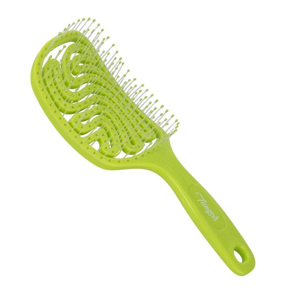 Tangols Gentle Detangler Hair Brush-100% Eco-Friendly Double Curved Straw Hair Brush w/Ultra-Soft Anti Knot Nylon Bristles for Adults,Kids All Hair Types(Green)