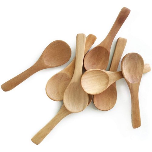 20 Pack 3.5'' Mini Wooden Spoons, Tiny Teaspoon for Honey/Jars/Sugar/Spices, Reusable Kitchen Supplies, Coffee/Yogurt/Ice Cream Tools (Light Brown)