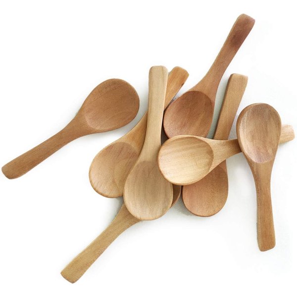 20 Pack 3.5'' Mini Wooden Spoons, Tiny Teaspoon for Honey/Jars/Sugar/Spices, Reusable Kitchen Supplies, Coffee/Yogurt/Ice Cream Tools (Light Brown)