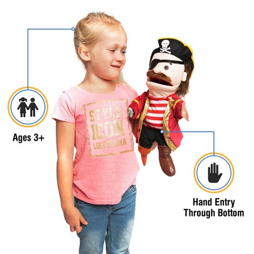 14" Pirate w/Peg Leg, Hand Puppet