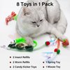 8 Pcs Christmas Cat Toy Box for Cats, Including 2 Cat Wand Refills, 2 Catnip Kicker Toys Red/Green, 1 Cat Mouse Toy, 1 Cat Spring Toy, 2 Worm Cat Teaser Toys for Indoor Cats
