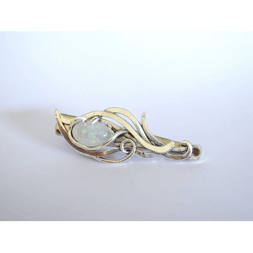 Generic Small white oval stone metal alligator hair clip fine thin hair