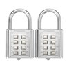MECCANIXITY Combination Padlock, 8-Digit Push Button Padlock 4-Position Locking Mechanism Security Combination Lock for Locker Gym Sports Locker Cabinet Toolbox (Silver, Pack of 2)