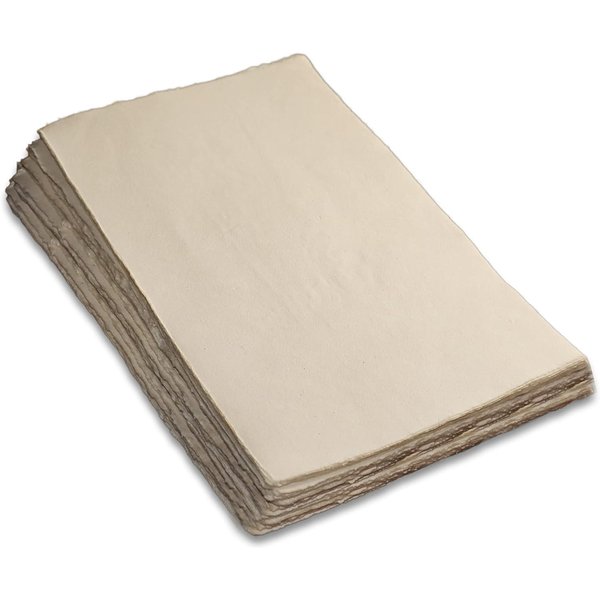 Watercolor Paper - Mixed Media Art Watercolor Paper - 150 GSM Thick Deckle Edge Virgin Cotton Handmade Paper 50 Sheets (6 x 4.5, Off - White)