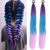 Blue Pink Braided Hair Ponytail Extensions Festival Rave Colorful Hair Extensions for Braids Top Elastic Wrap and Natural Soft Braiding Hair Extension Ombre Synthetic Braid Hair Extensions for Women