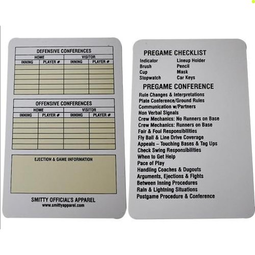 Smitty | ACS-538 | Baseball Reusable Game Card for Umpire Baseball Softball High School College Official