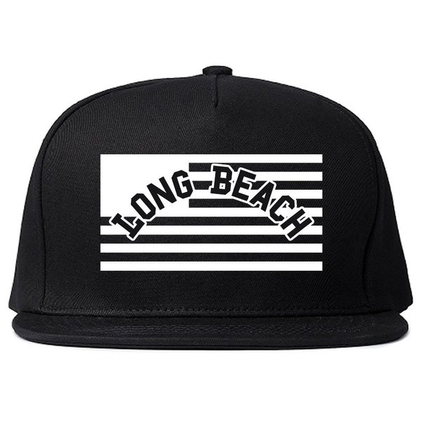 City of Long Beach with United States Flag Snapback Hat Cap Black
