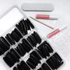 AddFavor Long Press on Nails Black Matte Ballerina Fake Nails Full Cover False Acrylic Nail for Women, 240pcs Black Nails with Nail Glue Adhesive Tabs File Tools