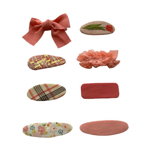 8 Pcs Hair Clips for Girls, Fabric Handmade Hair Accessories for Little Girls, Toddlers, Kids, Children. Design Barrettes (Pink) (Pink2)