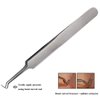 BEUKING Acne Blemish Blackhead Comedone Stainless Steel Nipper Blemish Extractor Tool for Remove Blackhead Acne Whitehead Pimple Bend Curved Tweezers, Silver