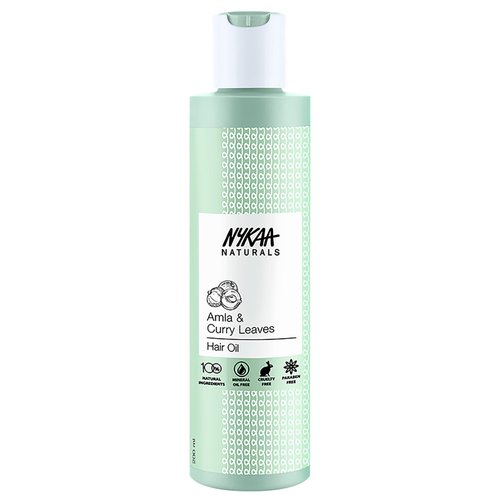 Nykaa Naturals Hair Oil, Amla and Curry, 6.76 oz - Hair Growth Oil for Hair Loss and Thinning - Reduce Breakage and Hair Fall - Safe for Colored Hair