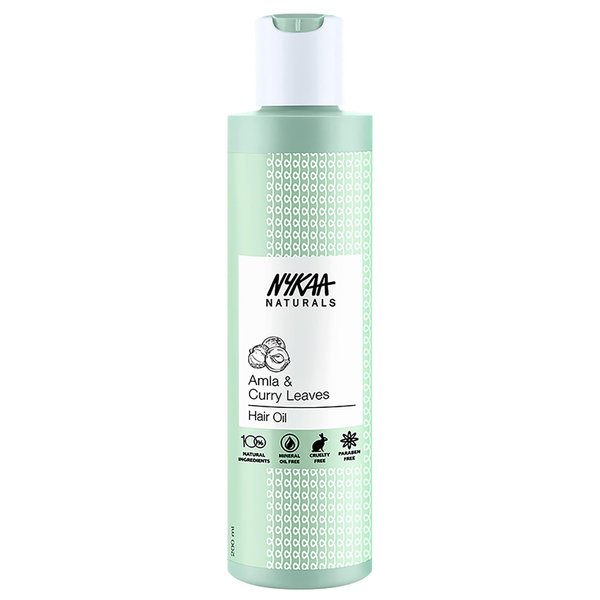 Nykaa Naturals Hair Oil, Amla and Curry, 6.76 oz - Hair Growth Oil for Hair Loss and Thinning - Reduce Breakage and Hair Fall - Safe for Colored Hair