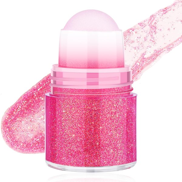Pink Body Glitter, Rave Accessories Glitter for Body Face Hair Eyes Lip, Face Glitter Stick for Singer Concerts Music Festival, Chunky Glitter Makeup Sparkling Mermaid Sequins for Women