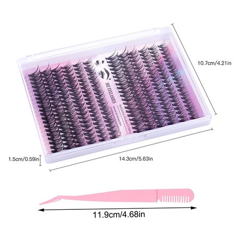 Koonafy Lash Extension Kit, 240 PCS Cluster Eyelash Extension Kit Individual Lashes Thin Band Eyelashes Cluster for DIY Lash Extension Beginners, Wispy Fluffy Lash Clusters with Tweezers (30D+40D)