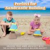Sloosh 3 PCS Foldable Buckets with 3 Shovels Sand Bucket Water Bucket Sandbox Square Party in Summer Foldable Pail Bucket Silicone Collapsible Bucket Kids Beach Toys Travel (Yellow/Blue/Green)