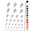 Lightning Bolt Thunderbolt Outline Temporary Tattoo Water Resistant Fake Body Art Set Collection - Black (One Sheet)
