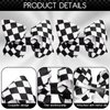 JarThenaAMCS 2Pcs Glitter Racing Checkered Flag Hair Bow Clips 4.7 Inch Black White Plaid Grosgrain Ribbon Clip Race Car Barrettes Alligator Clips for Girls Women Racing Fan Pigtail Hair Accessories