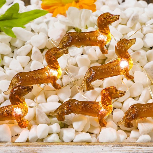 Impress Life Pet Theme Decorative String Lights, 10ft 30 LED Dachshund Dog Twinkle Lights, USB Battery Operated with Remote for Indoor Covered Outdoor Wedding Birthday Christmas Parties Ornament