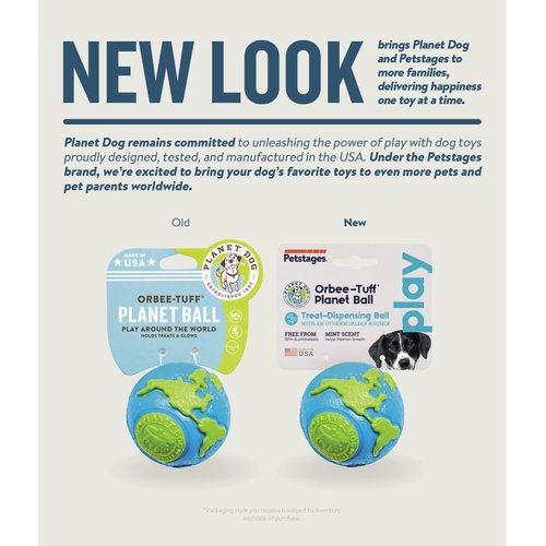 Planet Dog Orbee-Tuff Planet Ball Blue/Green Treat-Dispensing Dog Toy, Medium