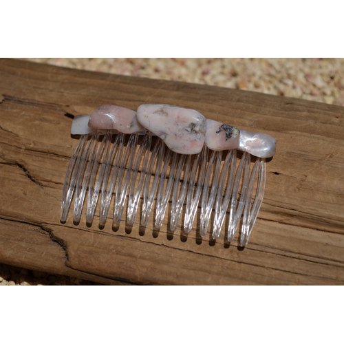 Pink Opal Stone Hair Comb