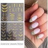 Flowers Nail Art Stickers Decal 3D Self-Adhesive Gold Flower Leaf Lace Nail Supplies Flower Nail Stickers Geometry Line Nail Designs for Women Girls Nail Art Decorations(Gold)